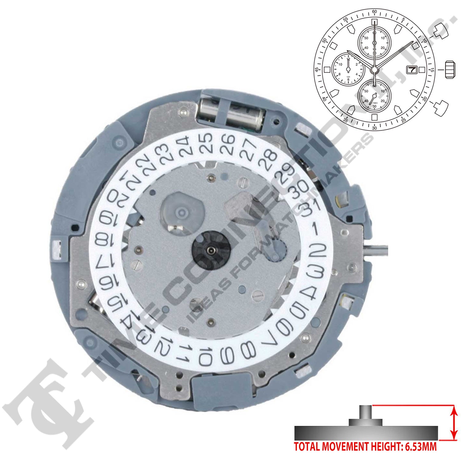 Miyota/Citizen LTD 0S1A 3 Hands Japan Quartz Movement Ht. 6.58MM