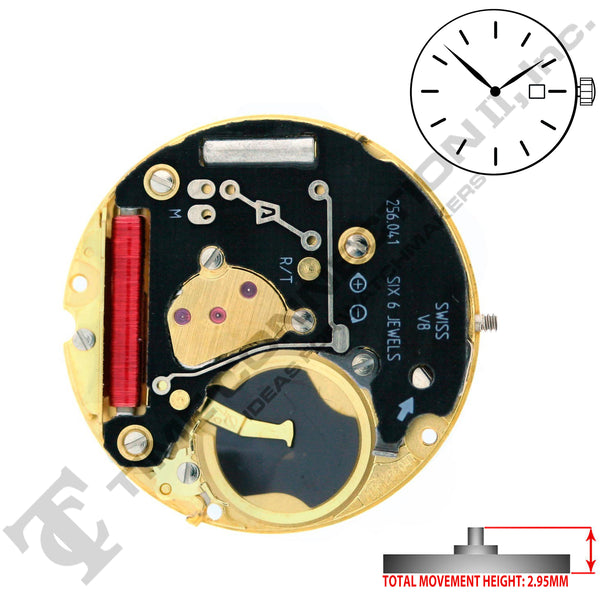 ETA 256.041 2 Hands Swiss Made Quartz Movement Ht. 2.95MM (Replaced by ETA E61.041-D3)