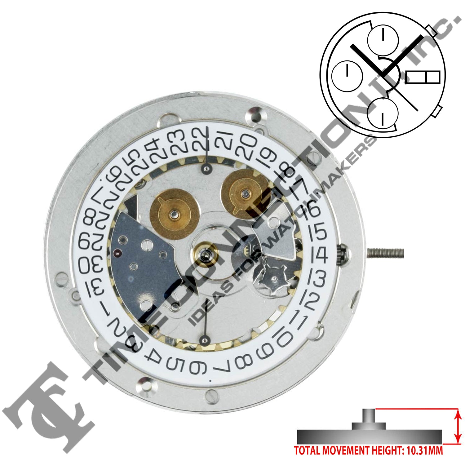 ETA 7750 3 Hands Swiss Made Automatic Movement Ht. 10.31MM
