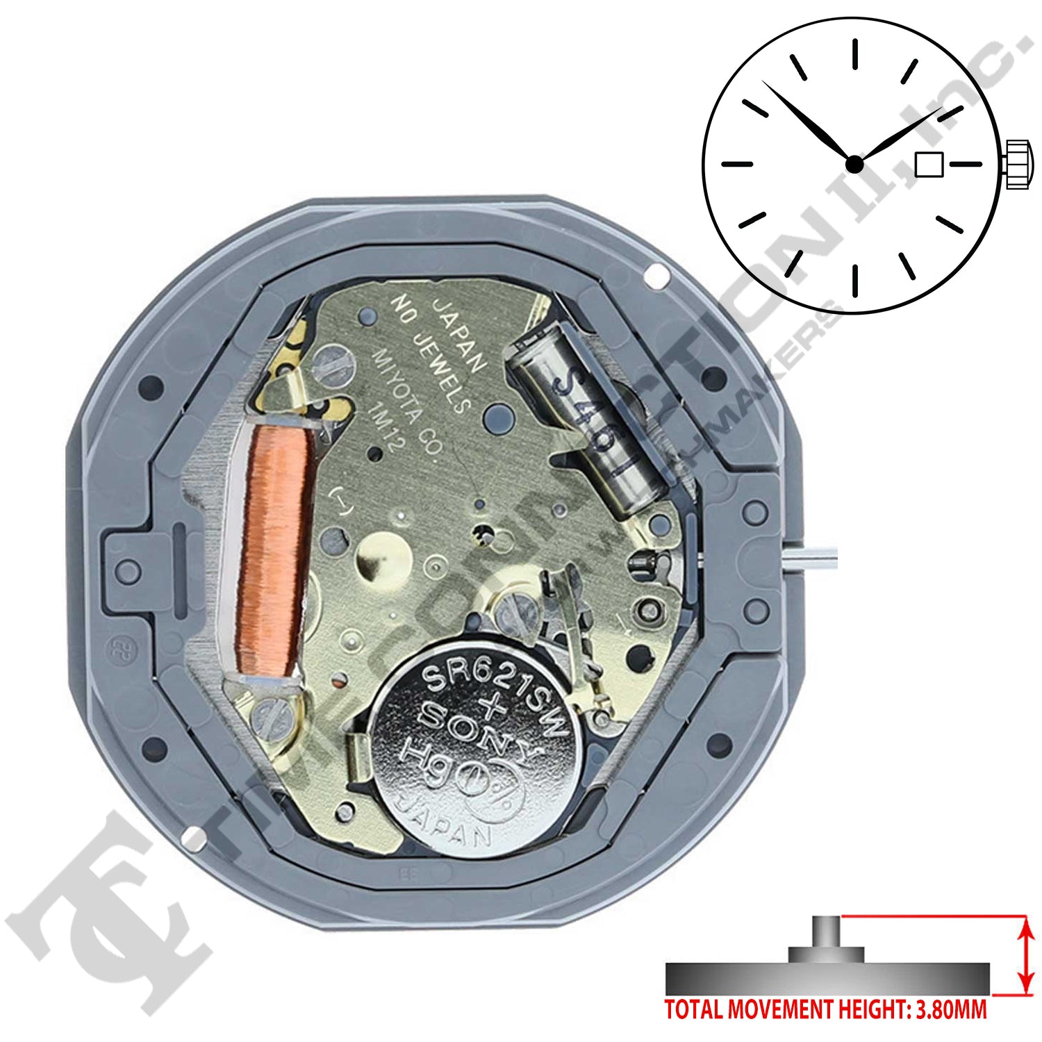 Miyota/Citizen LTD 1M15-D3 Japan Quartz Movement Ht. 3.80MM