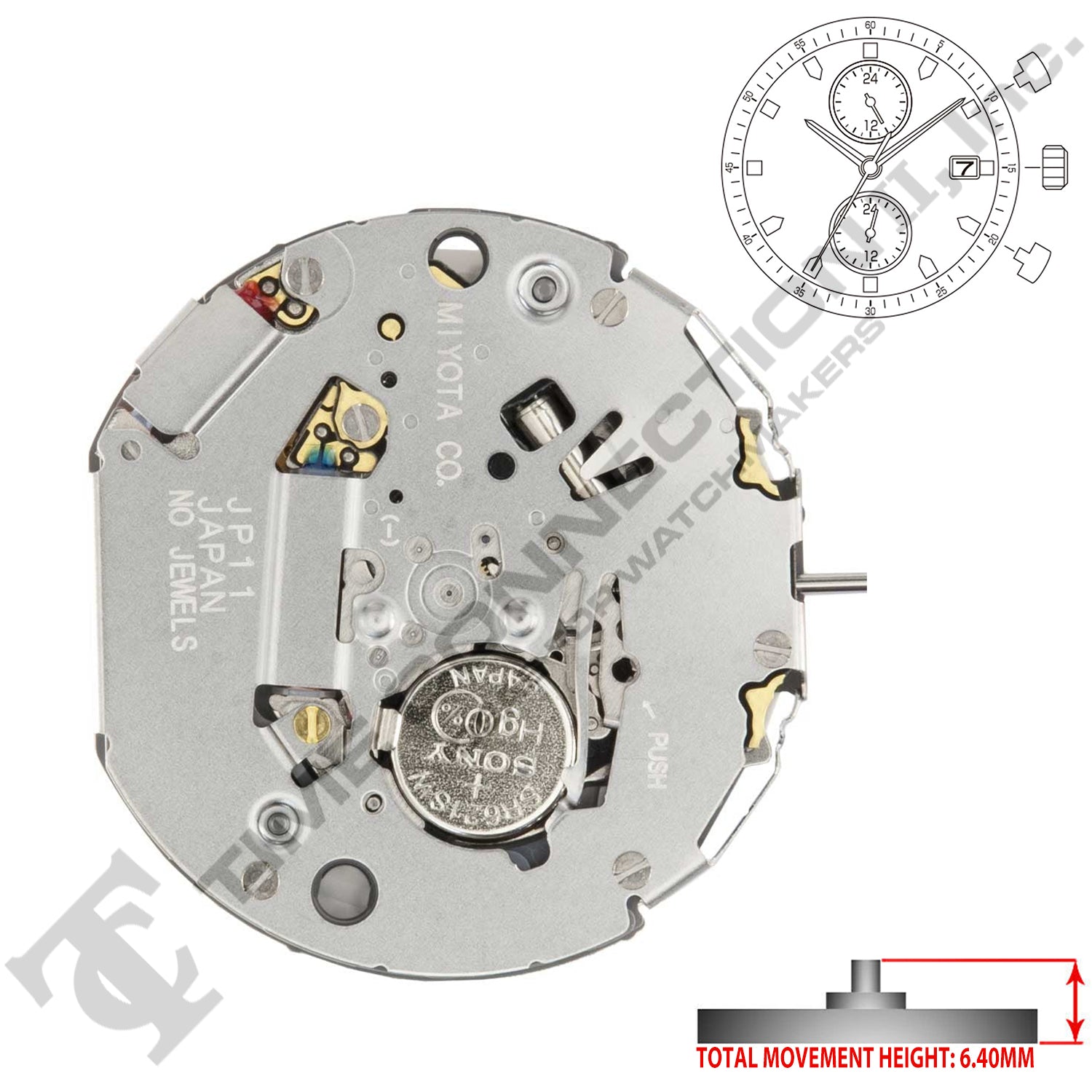 Miyota/Citizen LTD JP11 3 Hands Japan Quartz Movement Ht. 6.40MM
