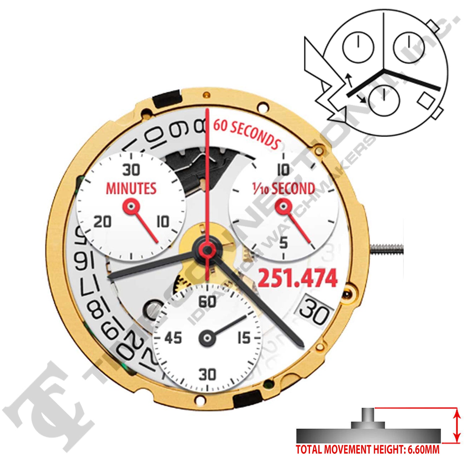 ETA 251.474-D4A Swiss Made Movement (Replaced ETA 251.471)