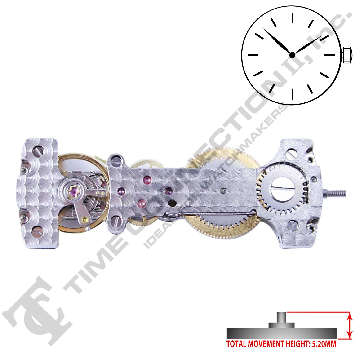 Chinese JQ005 Mechanical Movement Ht. 5.20MM (Steel or Gold Tone)