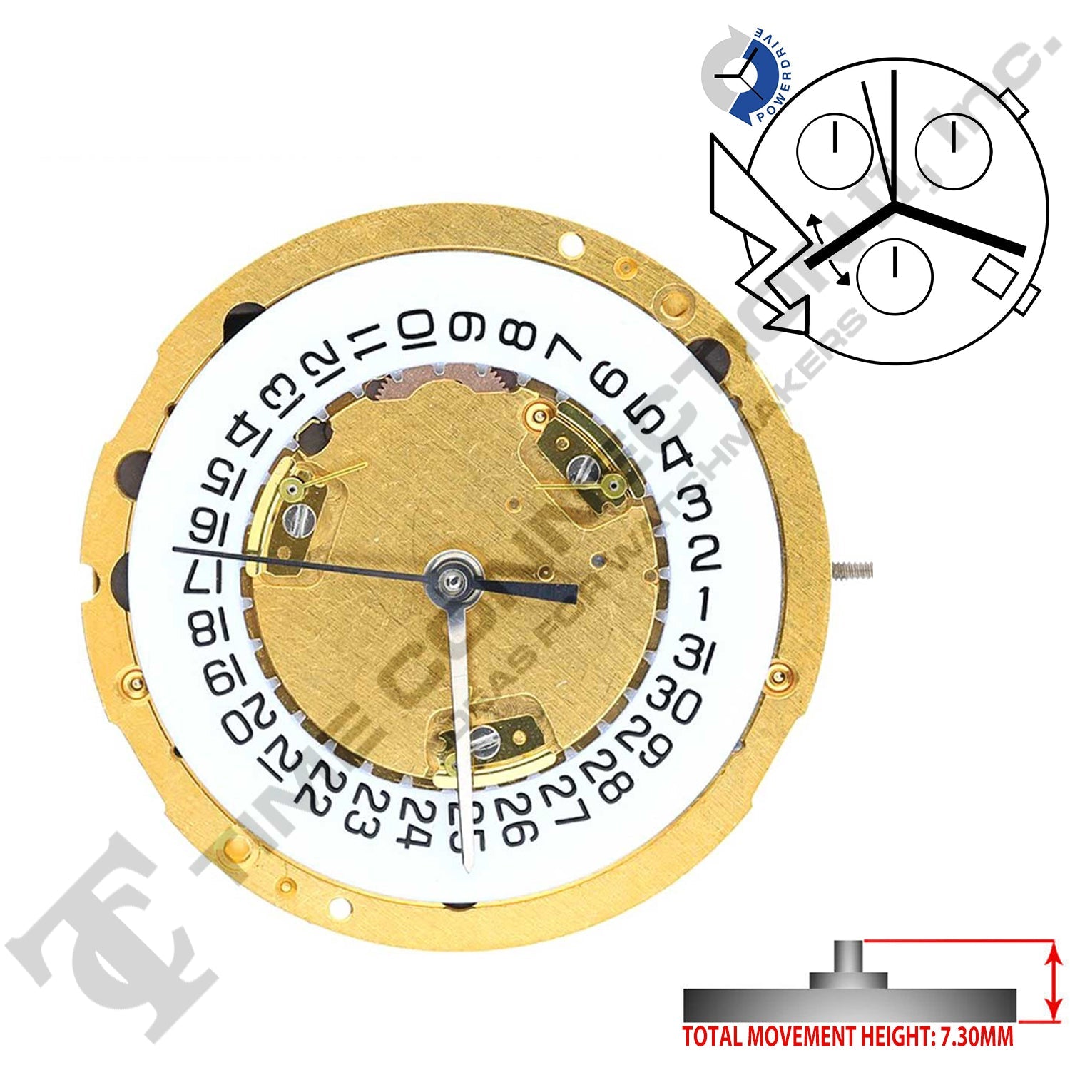 ETA 251.272-D4A 4 Hands Swiss Made Quartz Movement Ht. 7.30MM