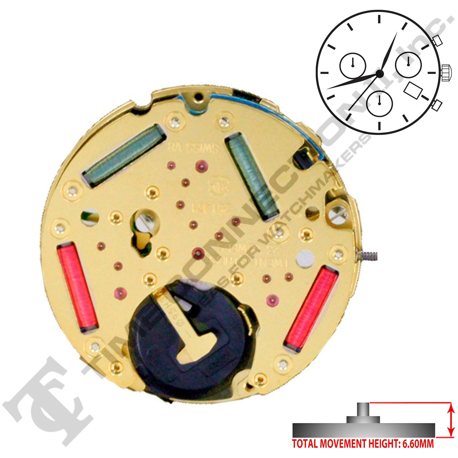 ETA 251.471 3 Hands Swiss Made Quartz Movement Ht. 6.60MM
