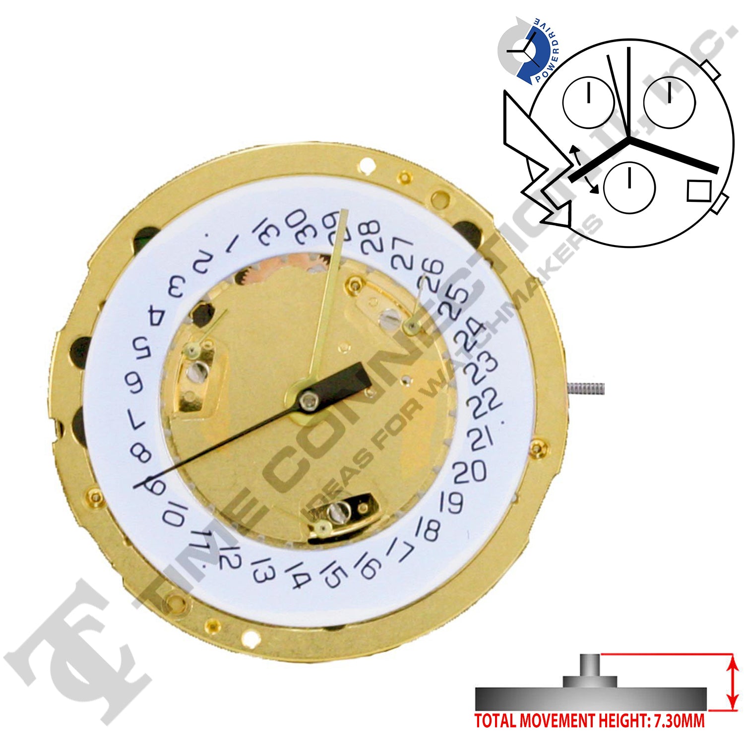 ETA 251.274 4 Hands Swiss Made Quartz Movement Ht. 7.30MM (Various Dates)
