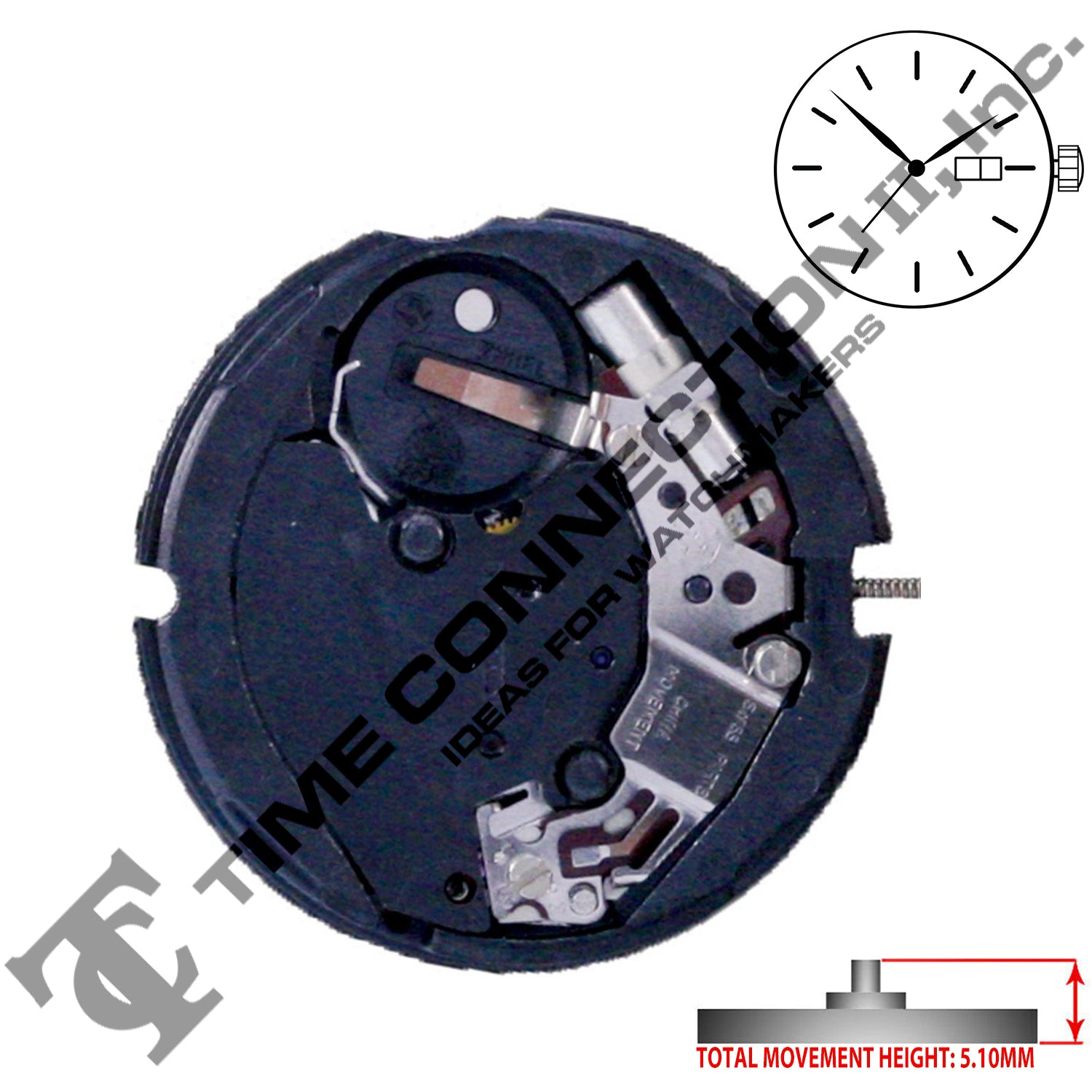 ETA 803.124 3Hands Swiss Parts Quartz Movement Ht. 5.10MM