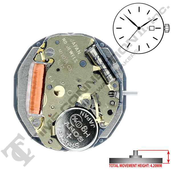 Miyota/Citizen LTD 1L12-D3 Japan Quartz Movement Ht. 4.20MM Discontinued (Use MIY-GL12-D3)