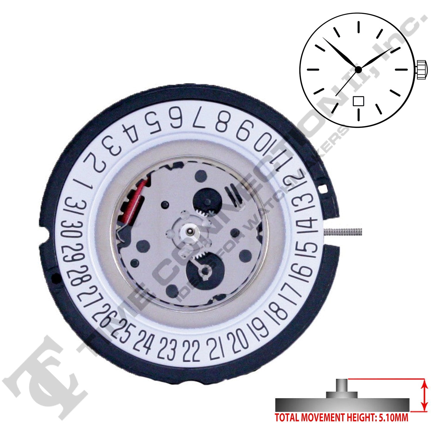 ETA 805.112 3 Hands Swiss Made Quartz Movement Ht. 4.90MM (Various Dates)