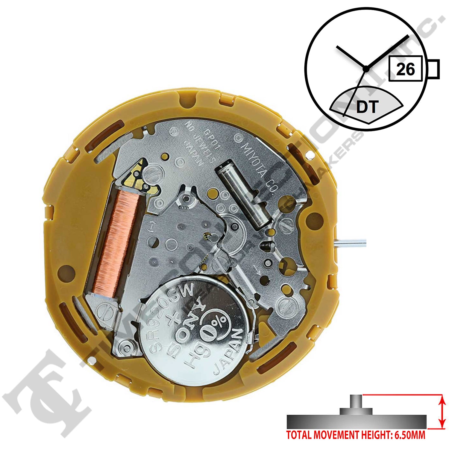 Miyota/Citizen LTD GP01 3 Hands Japan Quartz Movement Ht. 6.50MM