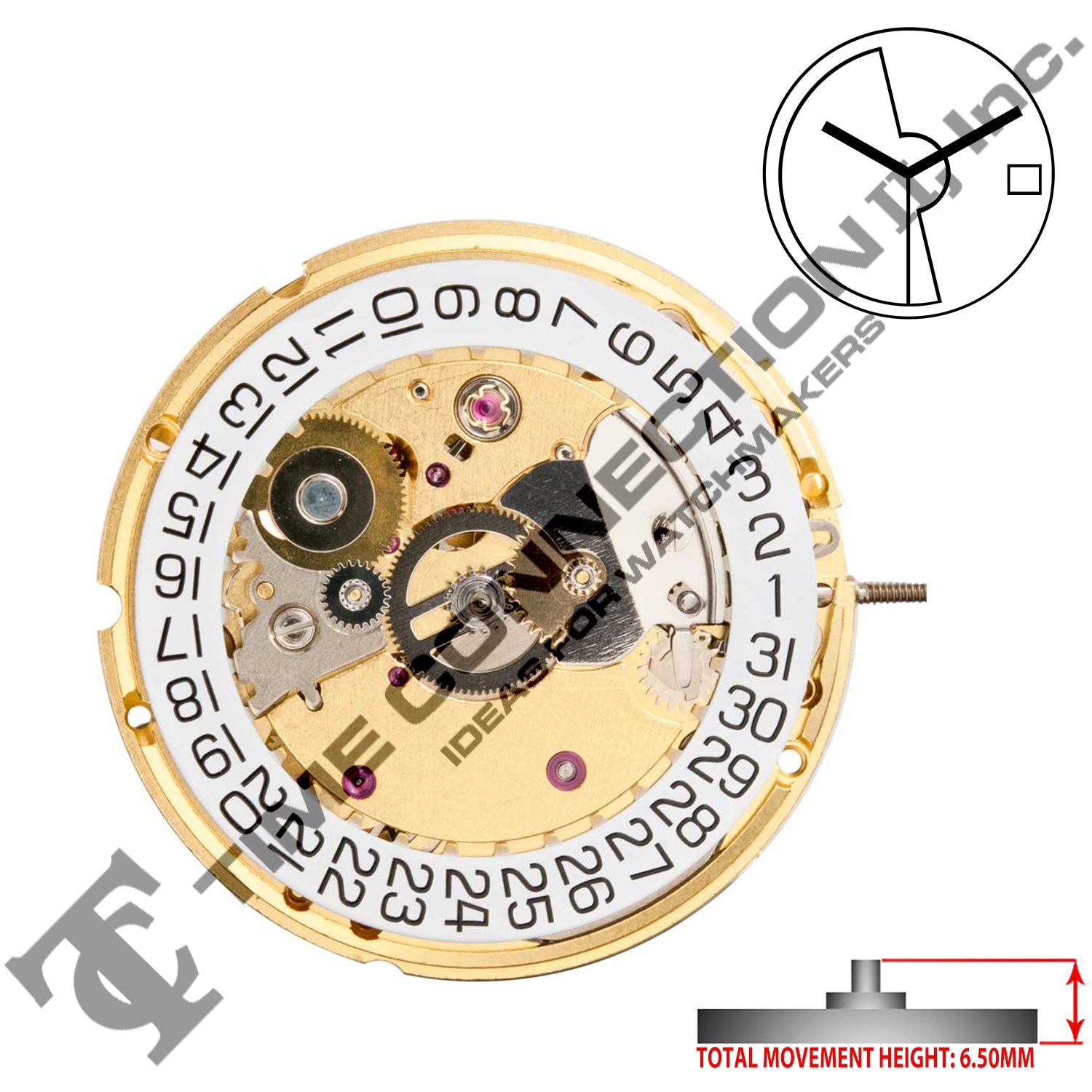 ETA 2824-2Y 3 Hands Swiss Made Automatic Movement Ht. 6.50MM