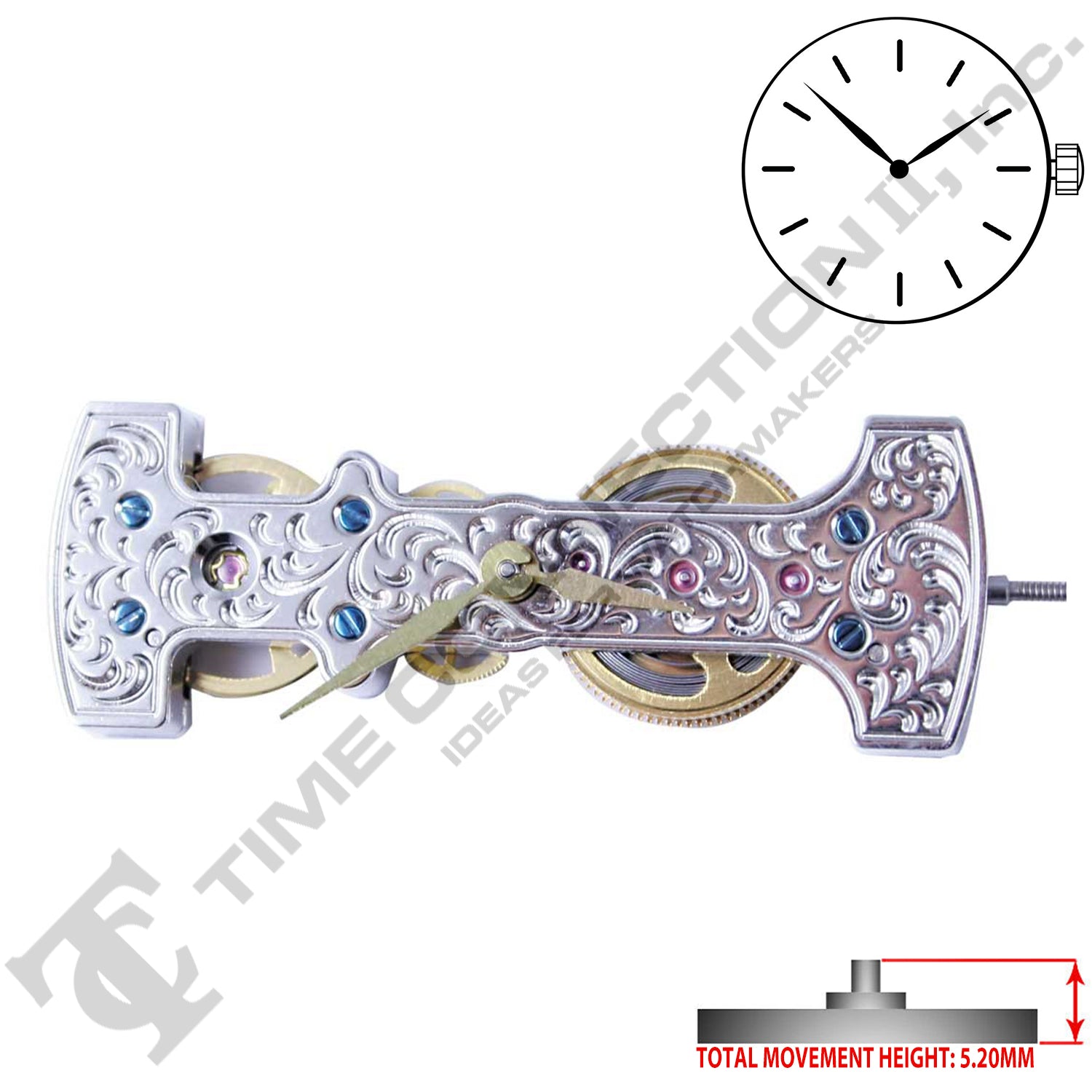Chinese JQ005 Mechanical Movement Ht. 5.20MM (Steel or Gold Tone)