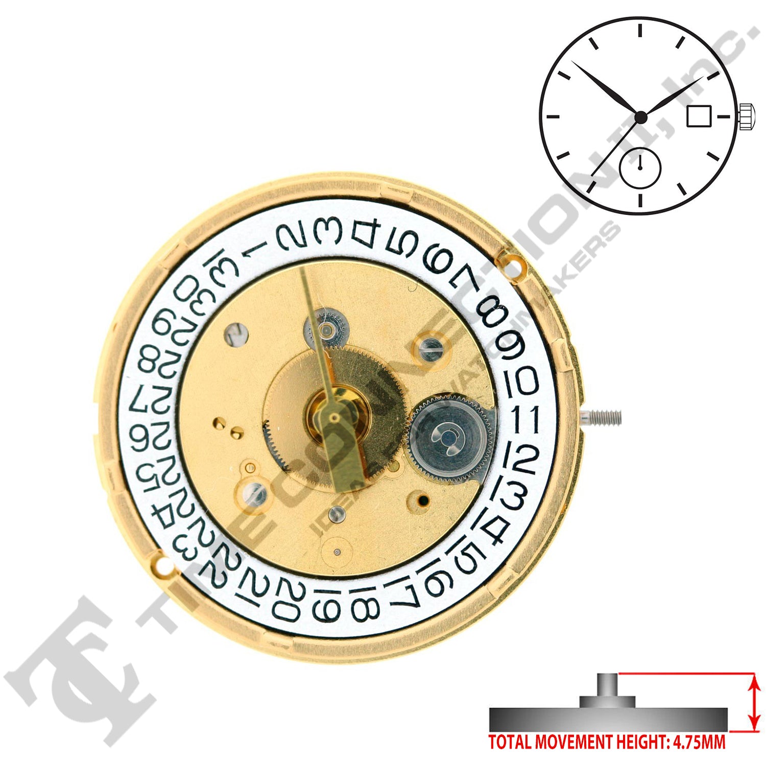 ETA 255.465 3 Hands Swiss Made Quartz Movement Ht. 4.75MM (Various Dates)