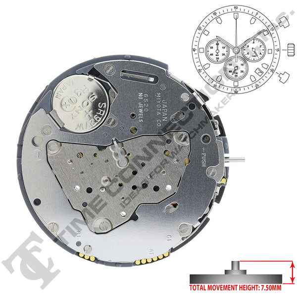 Miyota/Citizen LTD 6S20 Japan Quartz Movement Ht. 7.5MM