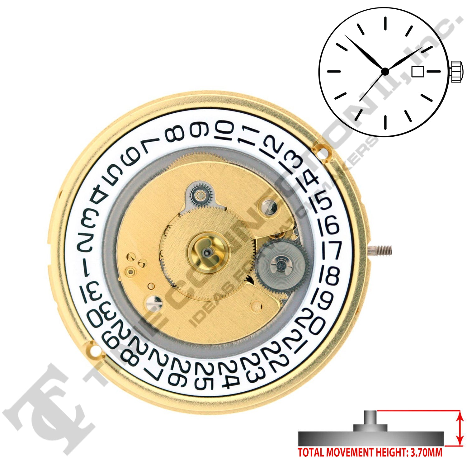 ETA 255.461 3 Hands Swiss Made Quartz Movement Ht. 3.70MM