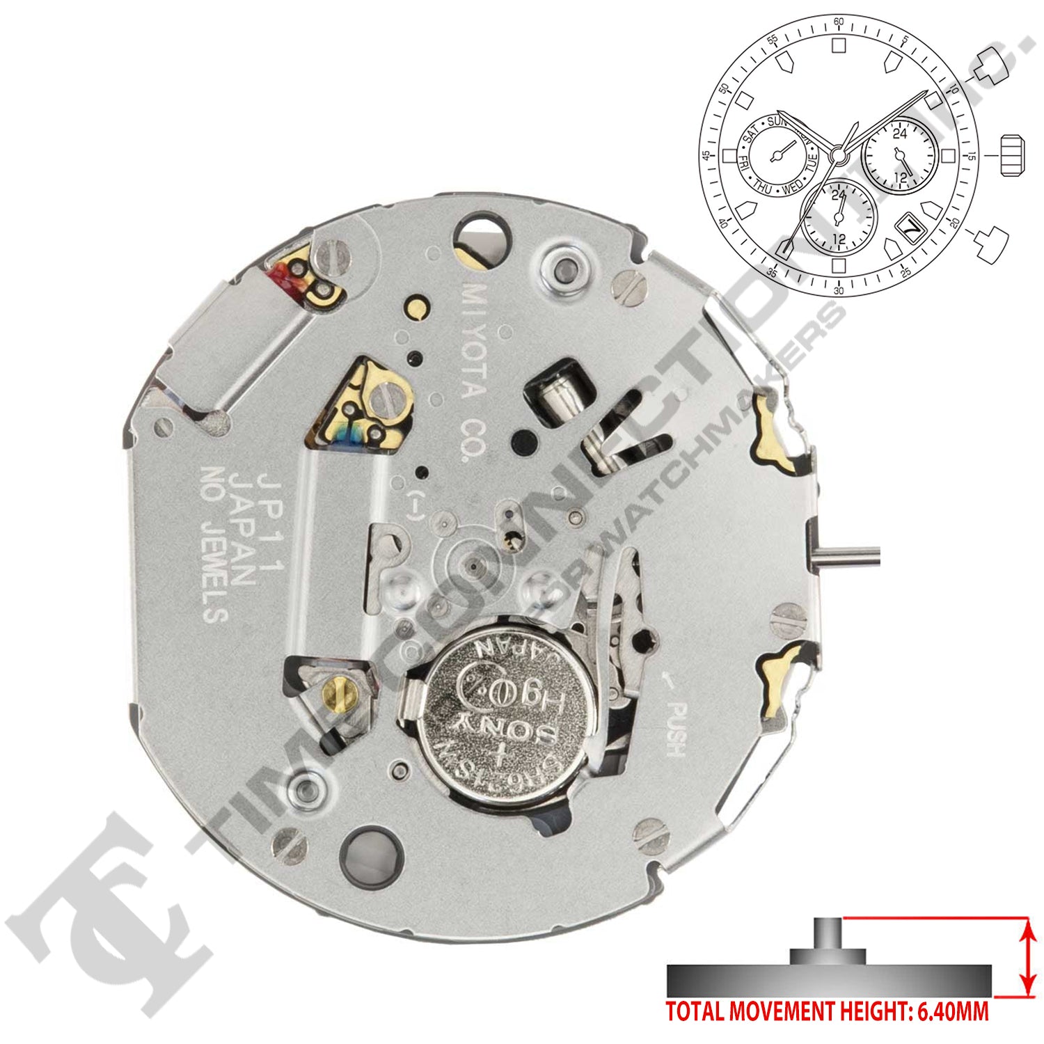Miyota Citizen LTD JP25 3 Hands Japan Quartz Movement Ht. 6.40MM