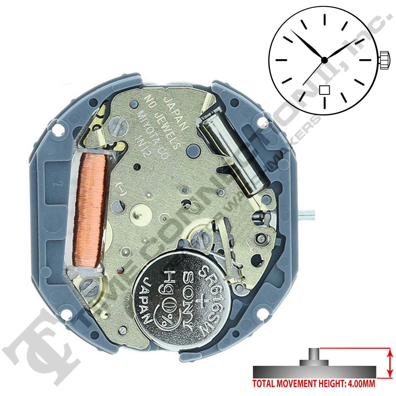 Miyota/Citizen LTD 1N12-D6 Japan Quartz Movement Ht. 4.0MM