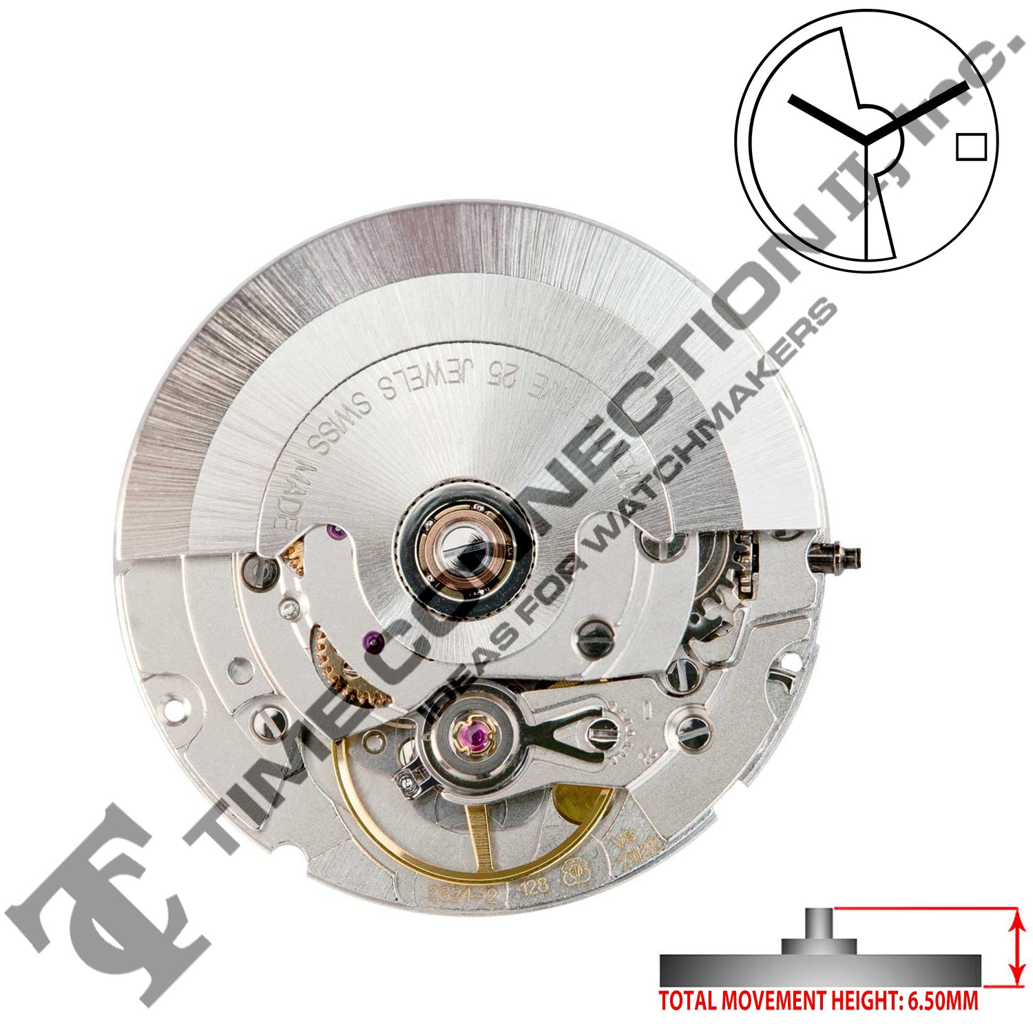 ETA 2824-2W 3 Hands Swiss Made Automatic Movement Ht. 6.50MM