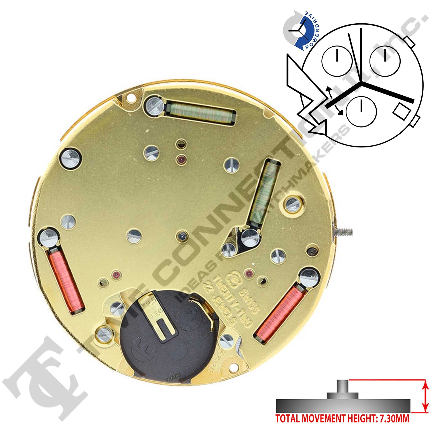 ETA 251.274-D4A 4 Hands Swiss Made Quartz Movement Ht. 7.30MM