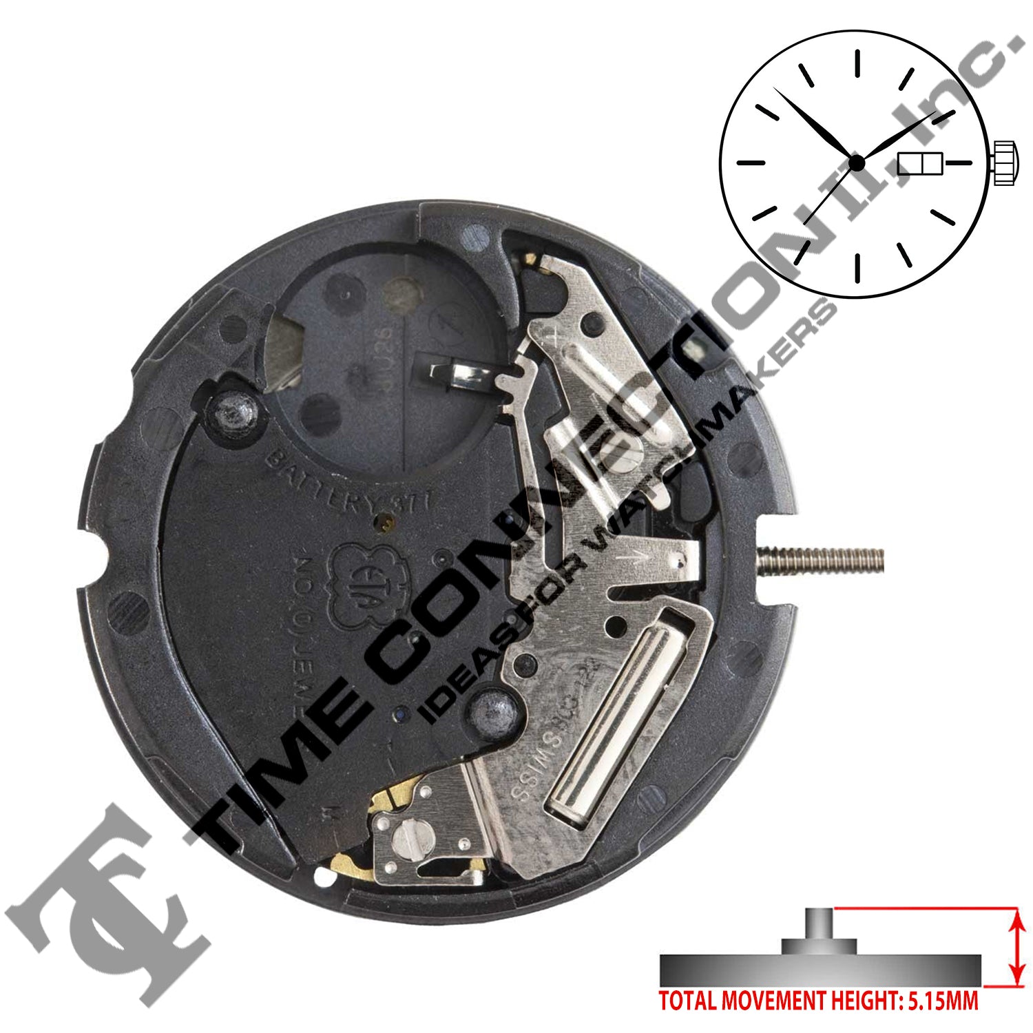 ETA 803.122 3 Hands Swiss Parts Quartz Movement Ht. 5.15MM