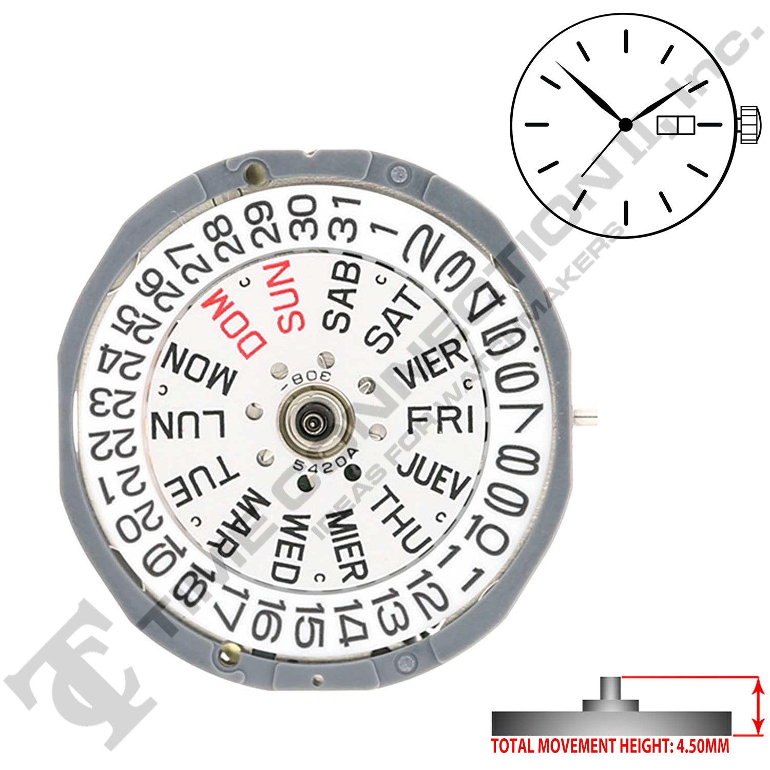 Miyota/Citizen LTD 1L02 3 Hands Japan Quartz Movement Discontinued (Use MIY-GL02)