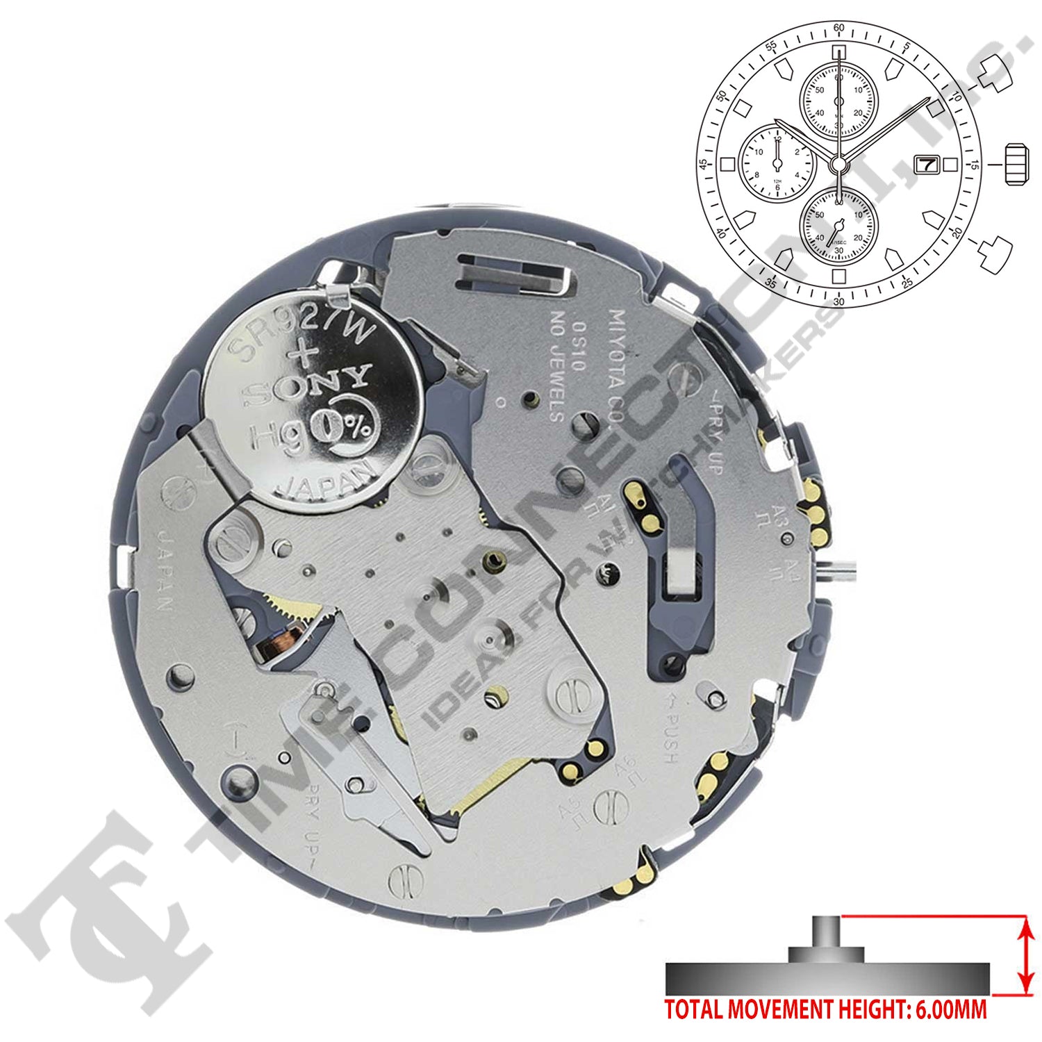 Miyota/Citizen LTD 0S10 Hands Japan Chronograph Quartz Movement