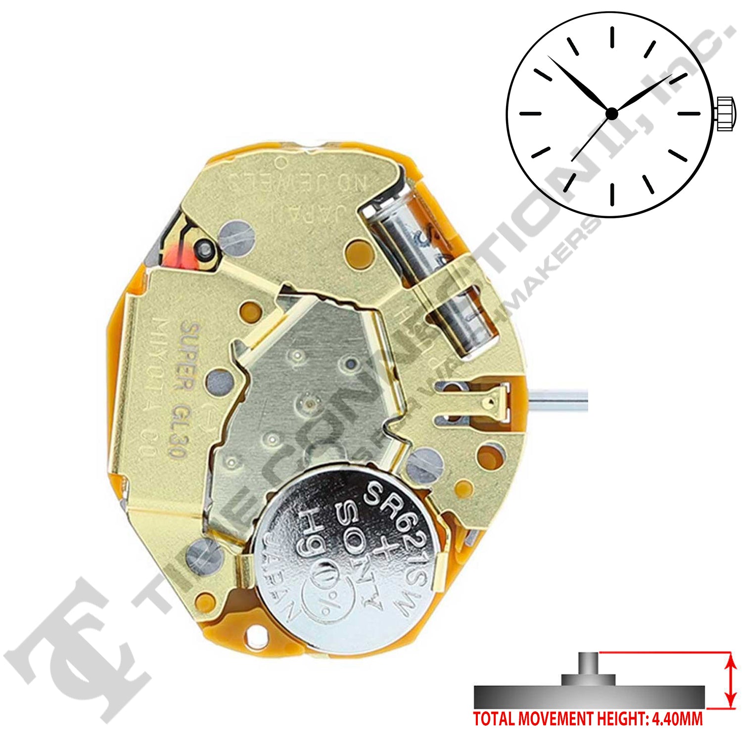 Miyota/Citizen LTD GL36 3 Hands Japan Quartz Movement Ht. 4.40MM Discontinued (MIY-GL34)
