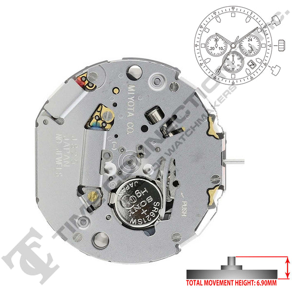 Miyota/Citizen LTD JS26 3 Hands Japan Quartz Movement Ht. 6.90MM