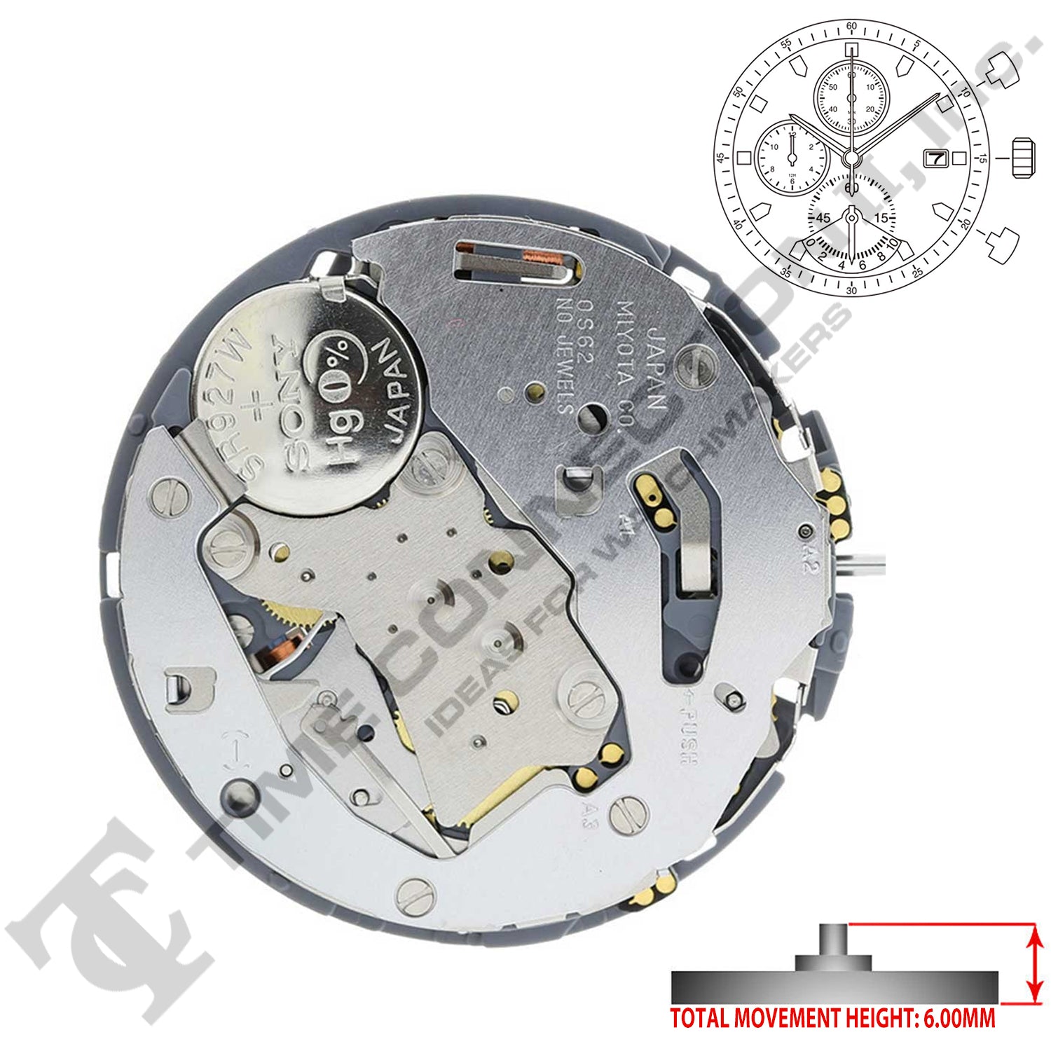 Miyota/Citizen LTD 0S62 3 Hands Japan Quartz Movement Ht. 6.00MM