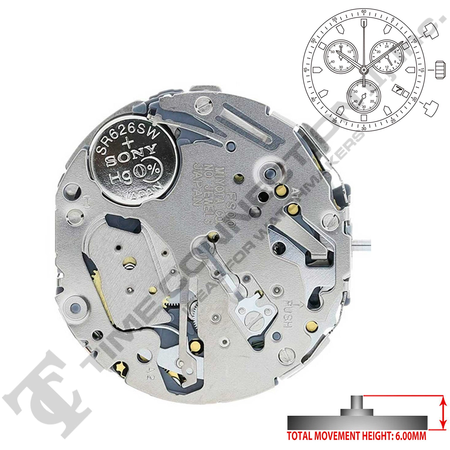 Miyota/Citizen LTD FS00-D4A Japan Quartz Movement Ht. 6.0MM