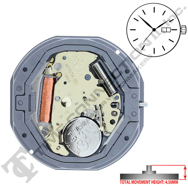Miyota/Citizen LTD 1M02 Japan Quartz Movement Ht. 4.50MM Discontinued  (Use MIY-GM02)