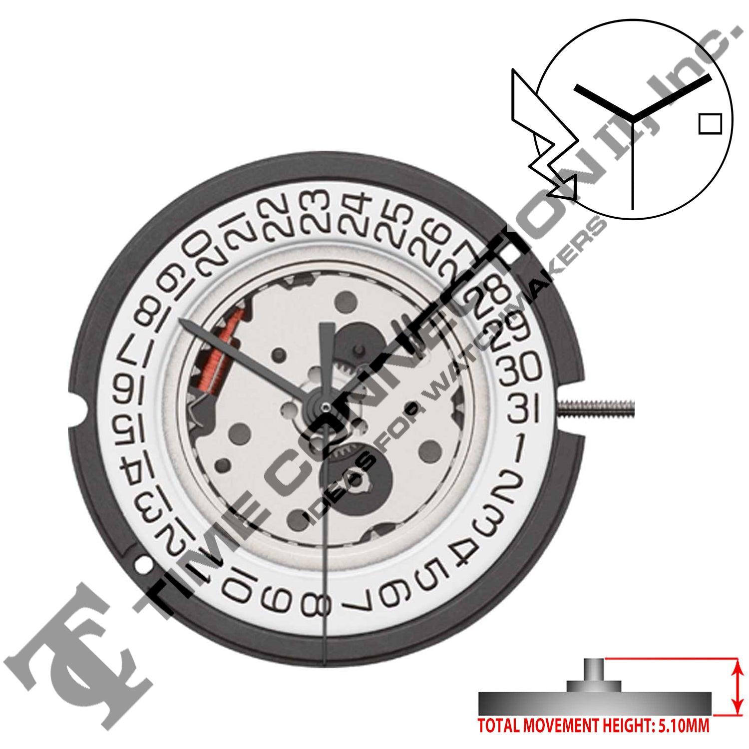 ETA 804.112 3 Hands Swiss Made Quartz Movement Ht. 5.10MM