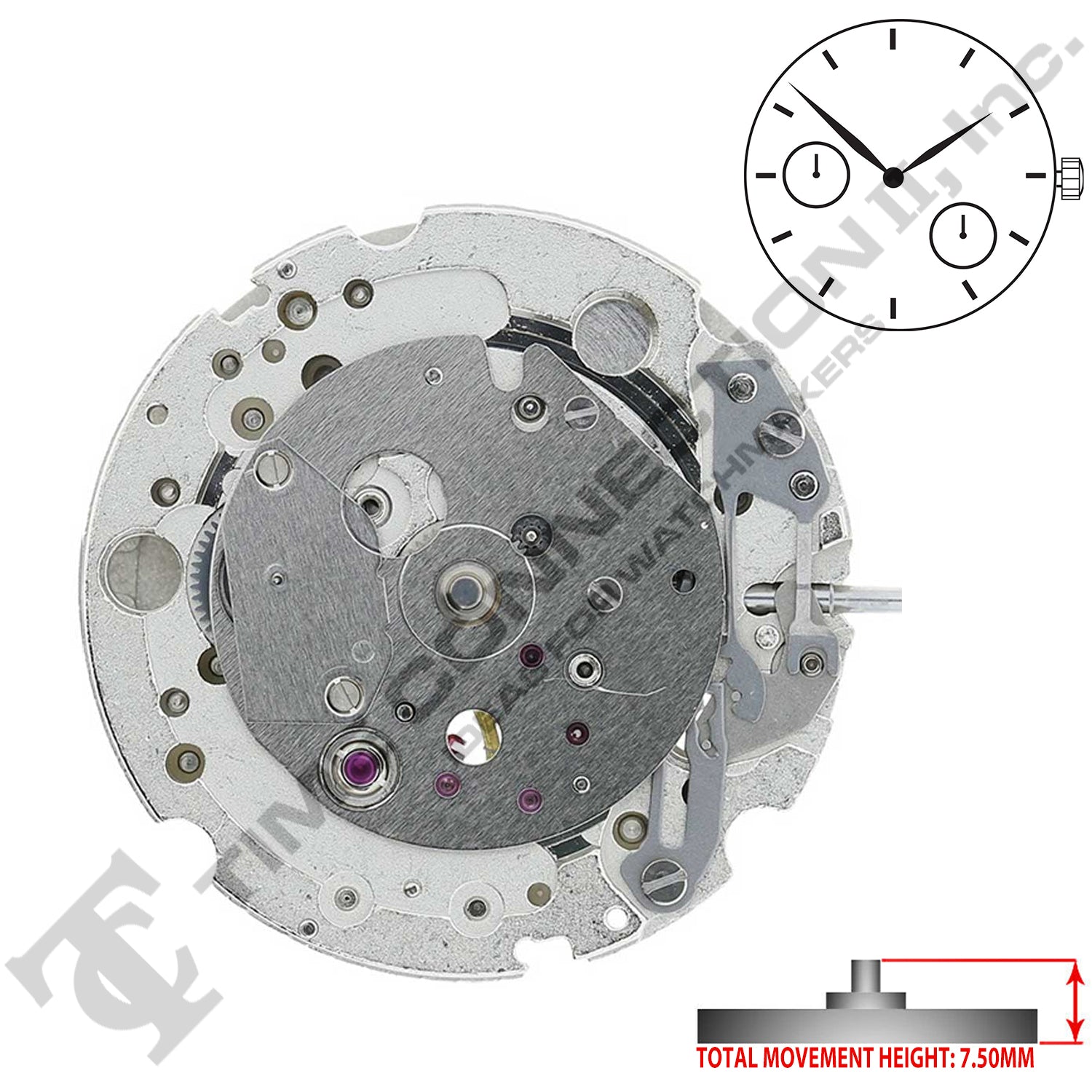 Miyota Citizen LTD 8247 Japan Automatic Movement Ht. 7.5MM