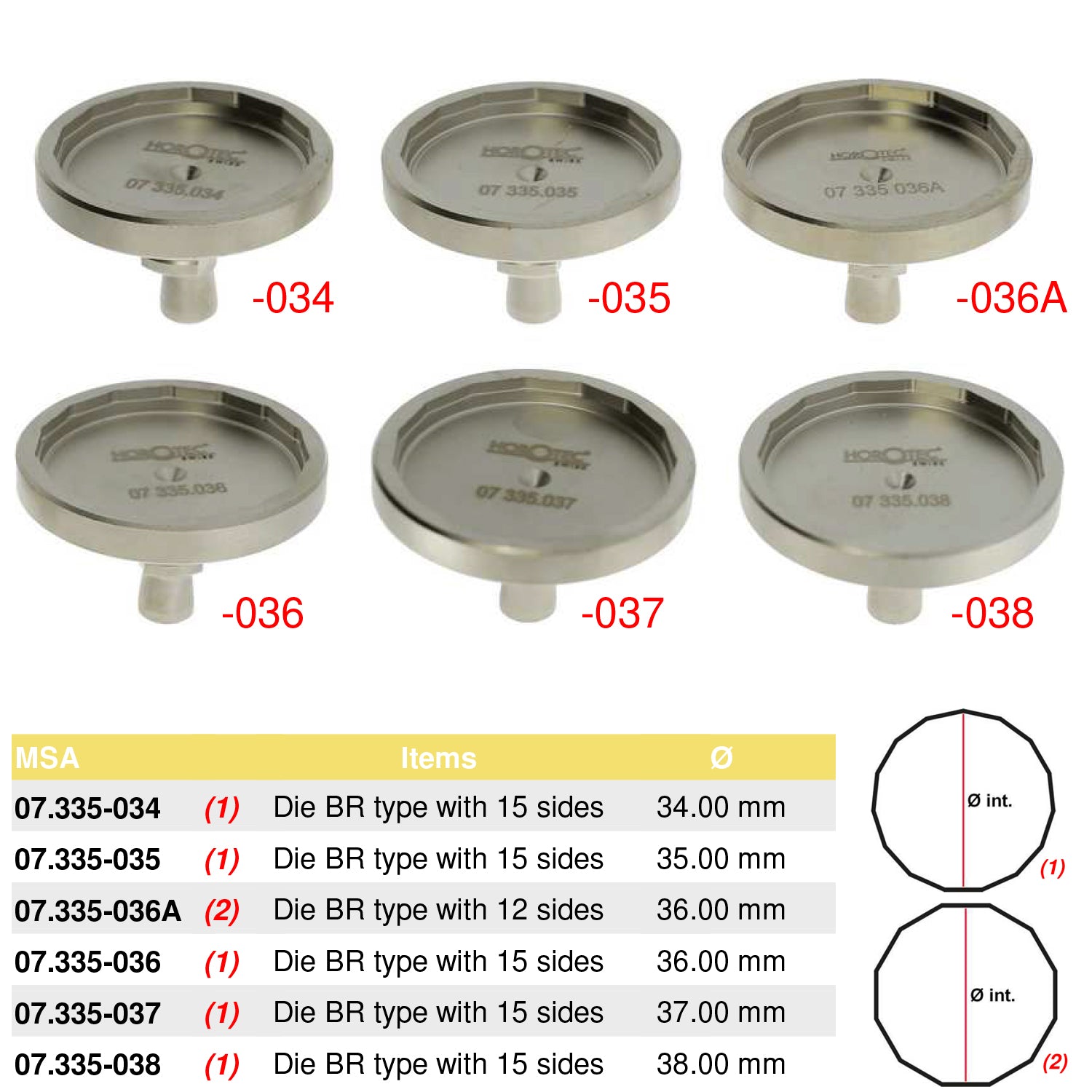 Horotec MSA 07.335 Case Back Opening Breitling Dies (Various Sizes)