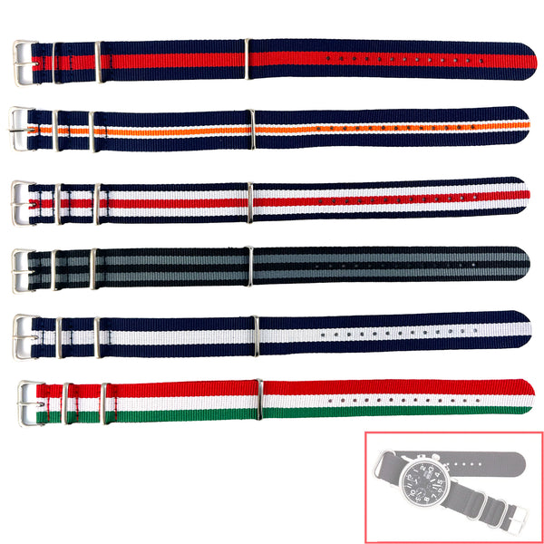 NSL No. 510 Nylon Nato Style Straps with Stripes (20mm)