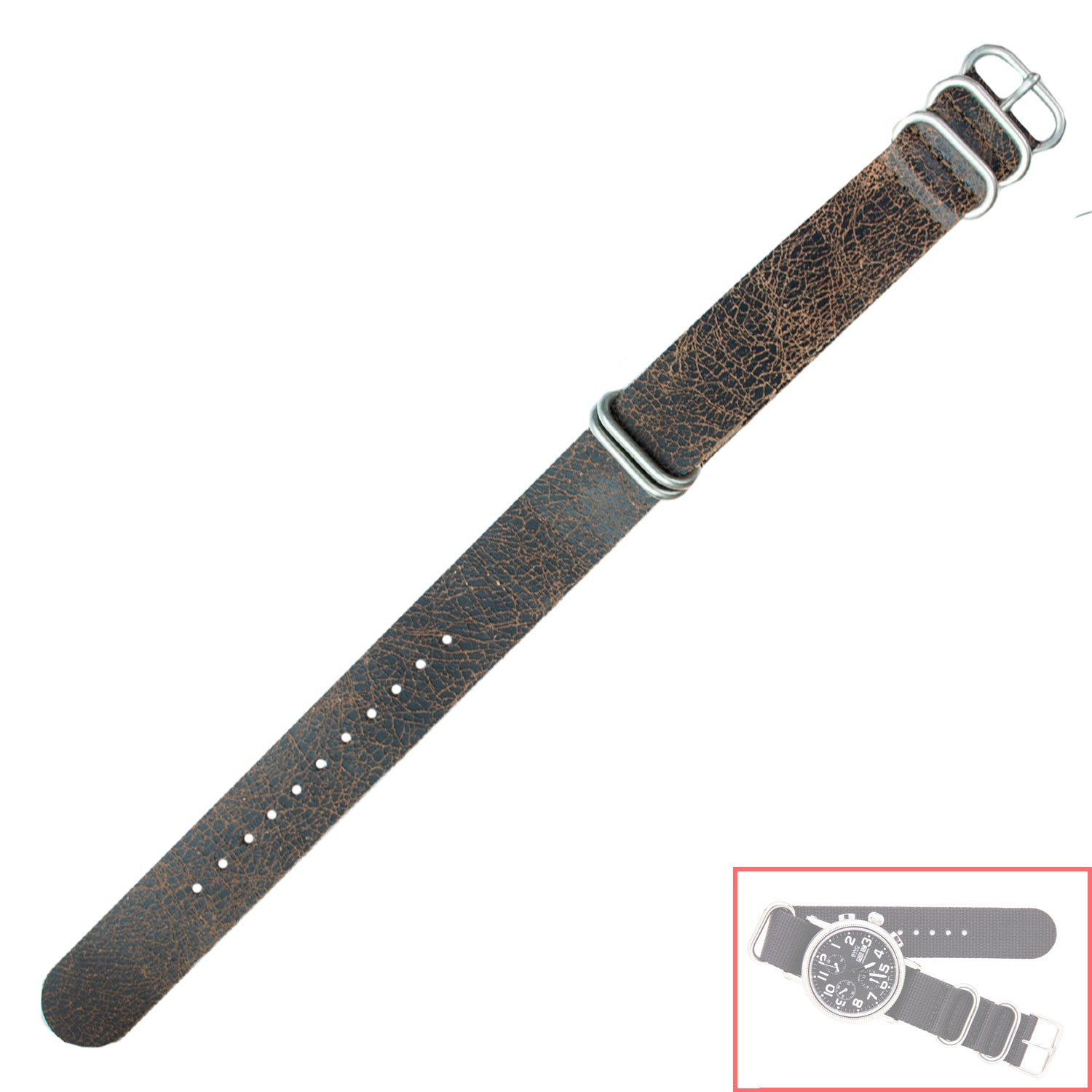 NSL No. 501 Genuine Leather Nato Style Straps (20mm x 20mm)