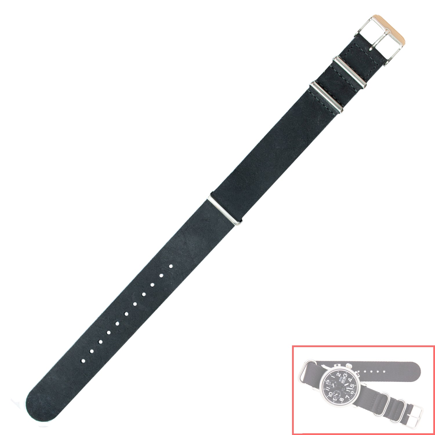 NSL No. 503 Genuine Leather Nato Style Straps with Steel Buckle  (20mm x 20mm)