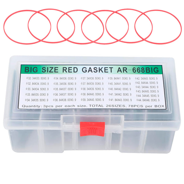 OR-895, Extra Large Red Case Back Gasket Assortment (Total 26 Pieces)