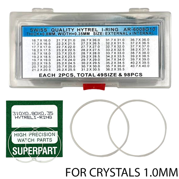 High Quality HYTREL I-Ring for 1.0mm Glass Crystals (98 Pieces) 0.8mm Height