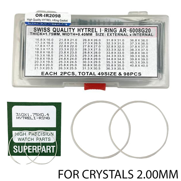 High Quality HYTREL I-Ring for 2.0mm Glass Crystals (98 Pieces) 1.75mm Height