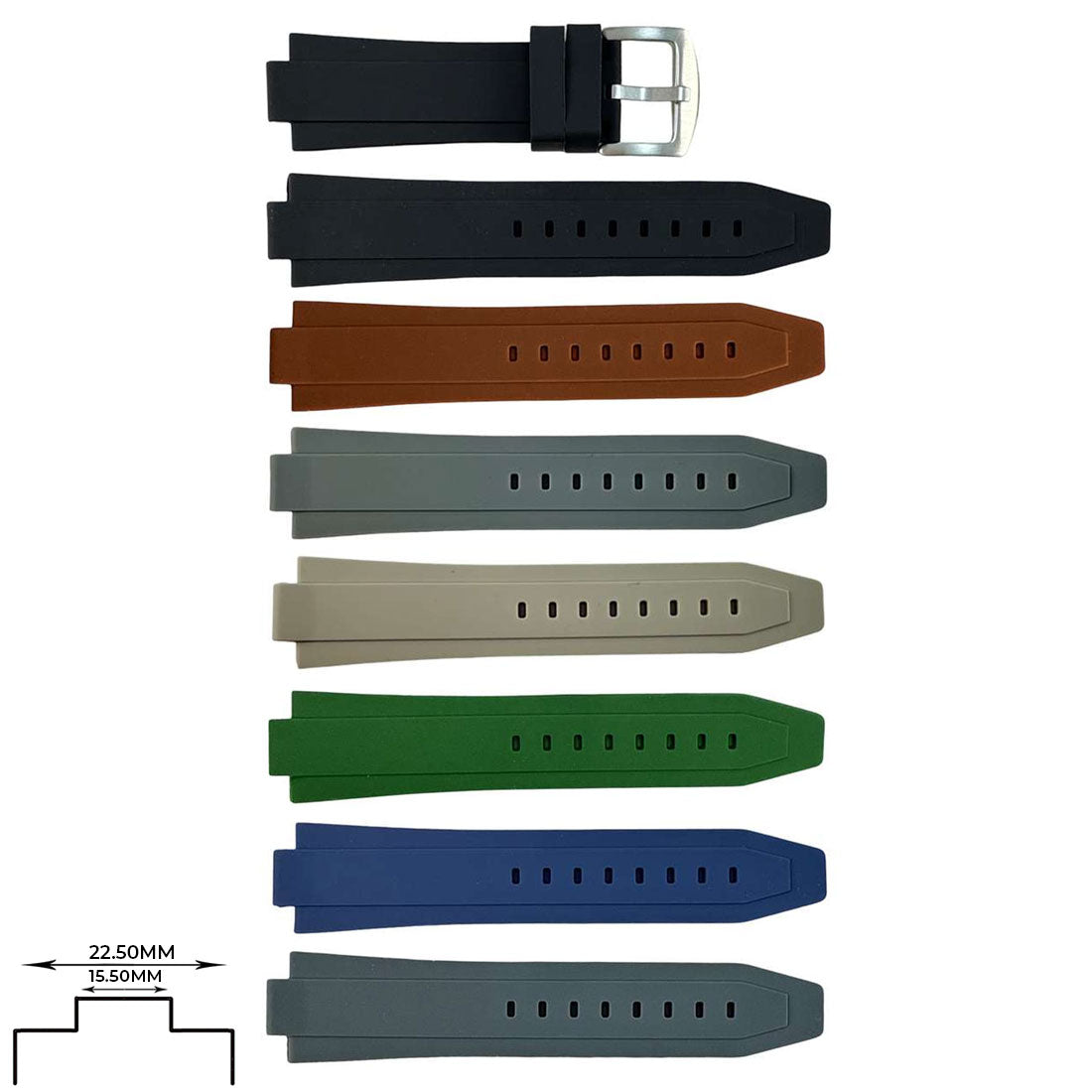 Genuine Silicone Sports Straps (22.5mm) Notch 15.5mm