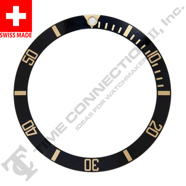 Swiss Made 315-16800-1 Bezel Insert (Black/Yellow) to Fit Rolex Sub Sapphire Model