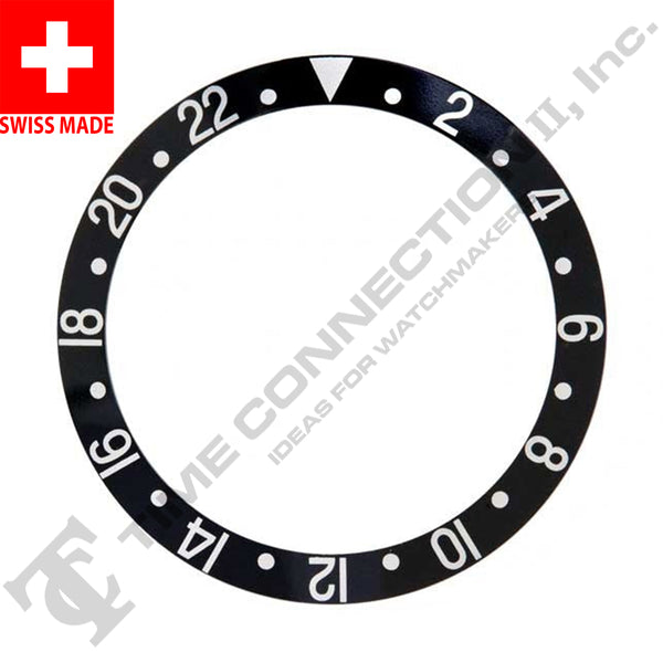 Swiss Made 315-16700-1 Bezel Insert (Black/Silver) to Fit Rolex GMT Sapphire Model