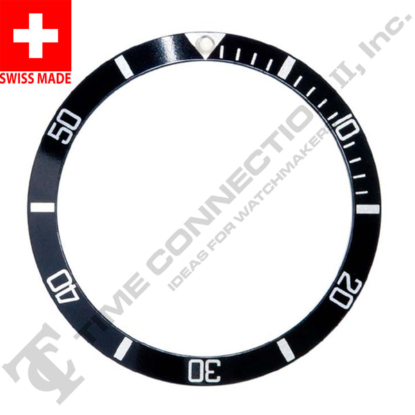 Swiss Made 315-5513-1 Bezel Insert (Black/Silver) to Fit Rolex Sub Plastic Model