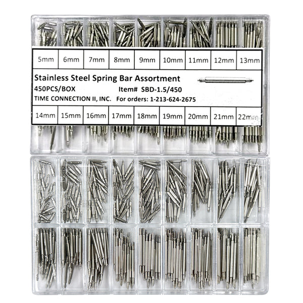 1.50mm Double Flange Spring Bars Set 450 PCs (5~22mm)