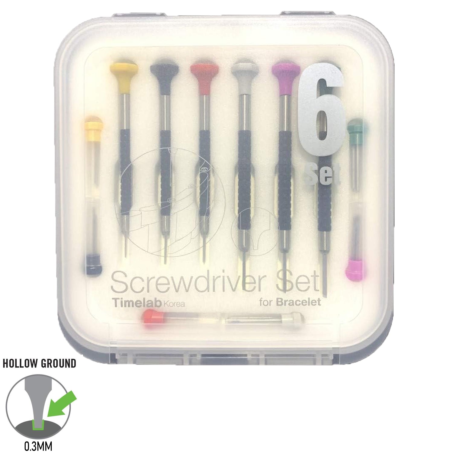 SD-570, Set of 6 Hallow Ground "T" Tip Screwdrivers for Bracelets with Spare Blades