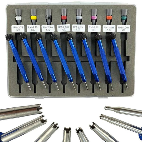 Set of 8 Screwdriver with Spare Tips for Richard Mille Watches (4/5 Prong Spokes)