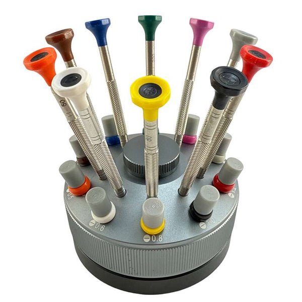 Set of 10 Screwdrivers with Spare Blade & Rotating Stand