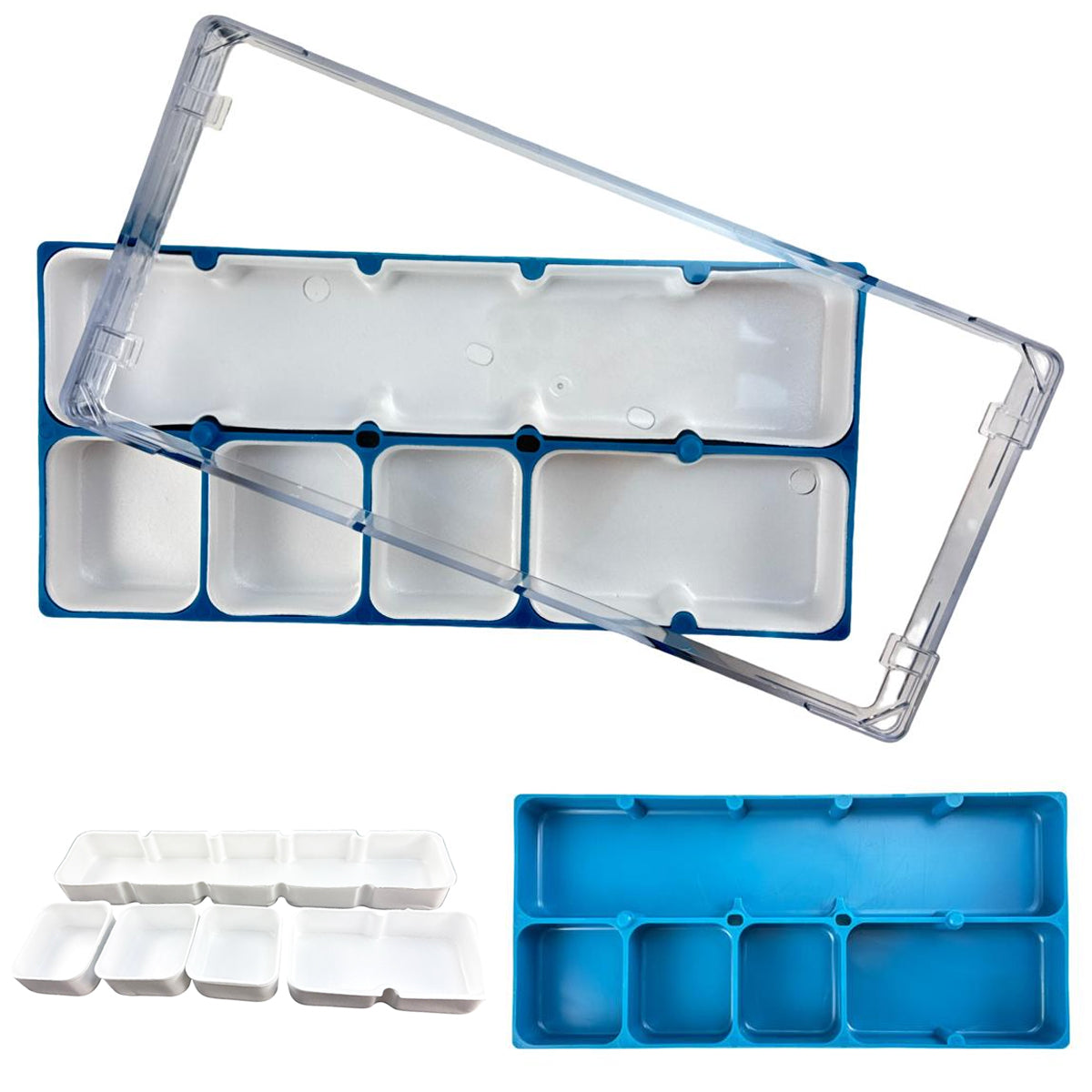 Clear Watch Repair Trays with Individual Compartments Stackable (Various Colors)