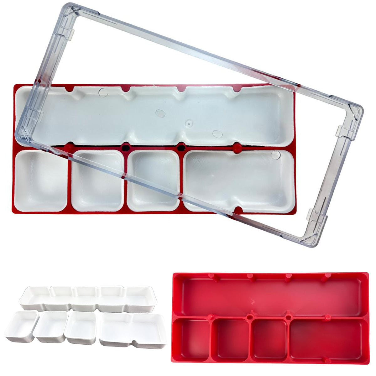 Clear Watch Repair Trays with Individual Compartments Stackable (Various Colors)